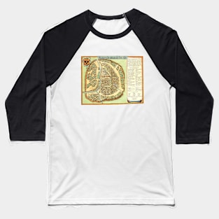 Antique Aerial View City Map of Moscow, Russia, 1662 Baseball T-Shirt